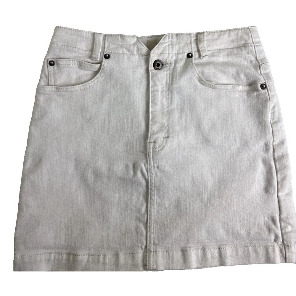 We the Free Denim Mini Skirt Womens 28 White Preppy Boho Summer Classic